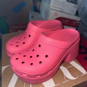 CROCS Pink Mules & Clogs with Perforated Design